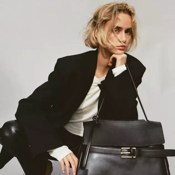 Viral H&M Black Strap Detail Handbag Large Purse - Picture 2 of 4